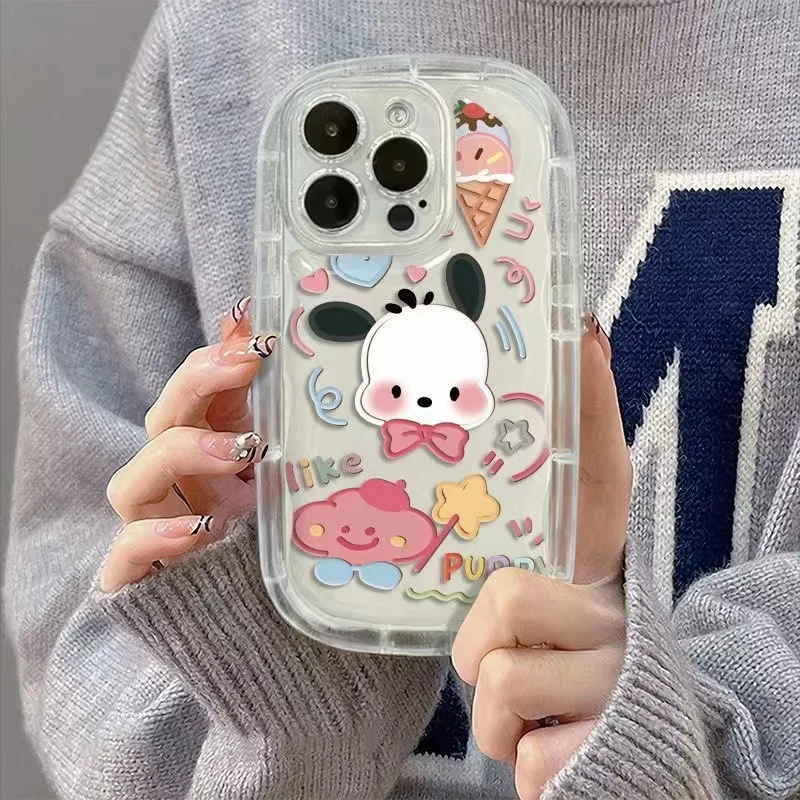 Kawaii Sanrio Pochacco HelloKitty чехол для телефона аниме мультфильм против падения IPhone 16 15pro14Promax студенческий аксессуар Рождественский подарок