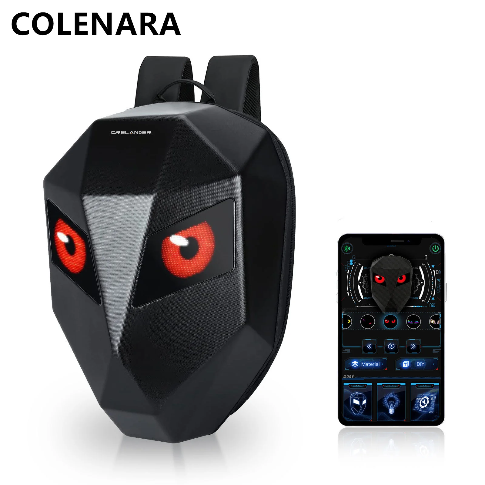 

COLENARA Men's Backpack LED Outdoor Sports Motorcycle Riding Bag ABS+PC Hard Shell Helmet Shoulder Bag Student Laptop Schoolbag