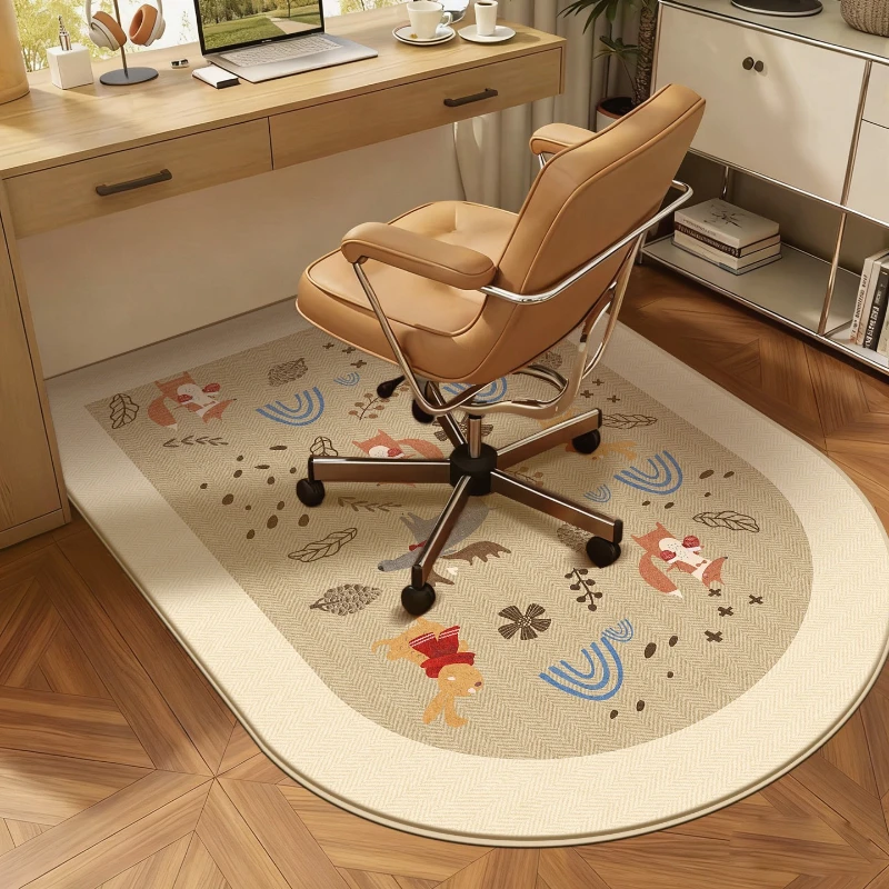 Chair Floor Mat Bedroom Study Non-slip Carpet Beige Cartoon Rug Living Room Swivel Chair Rugs Minimalist Style Home Decor Ковер