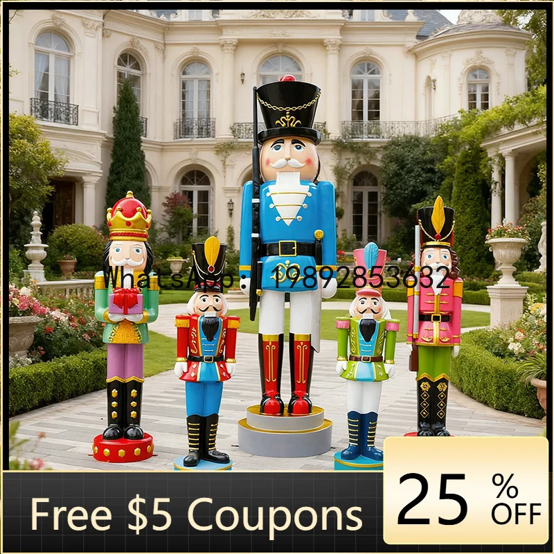 Z4  Fiberglass Cartoon Character Sculpture British Soldier Walnut Soldier Hotel Entrance Welcome Decoration Ornament