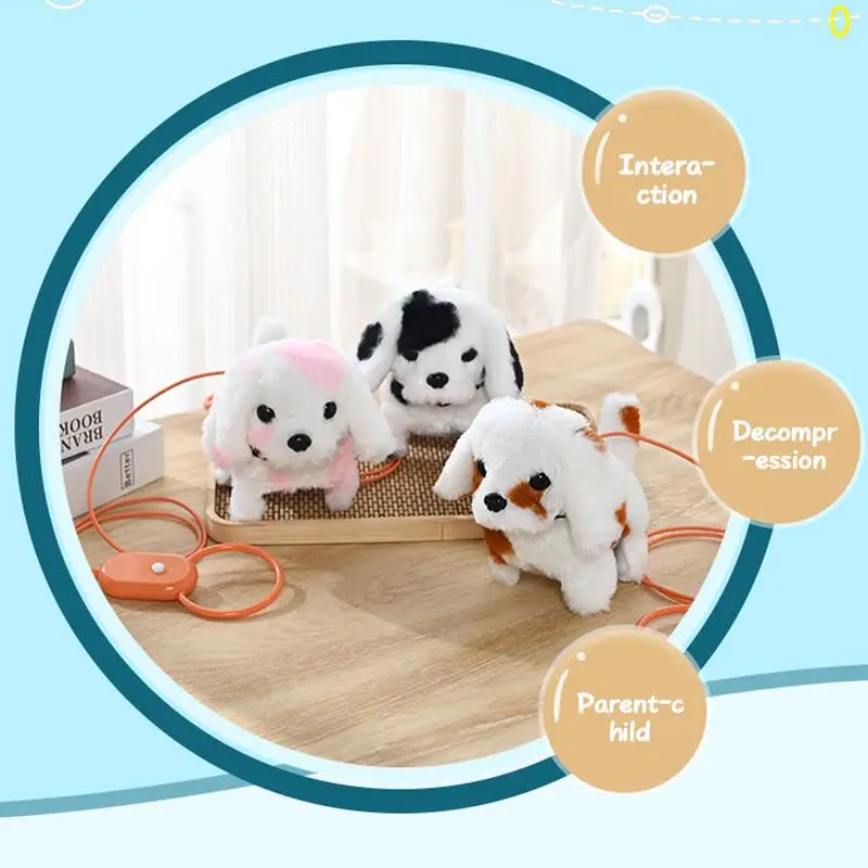 Jouet Électrique en Peluche pour Chien qui Aboie, Figurines Interactives, Animal Réaliste, pour Enfant, Famille et Amis