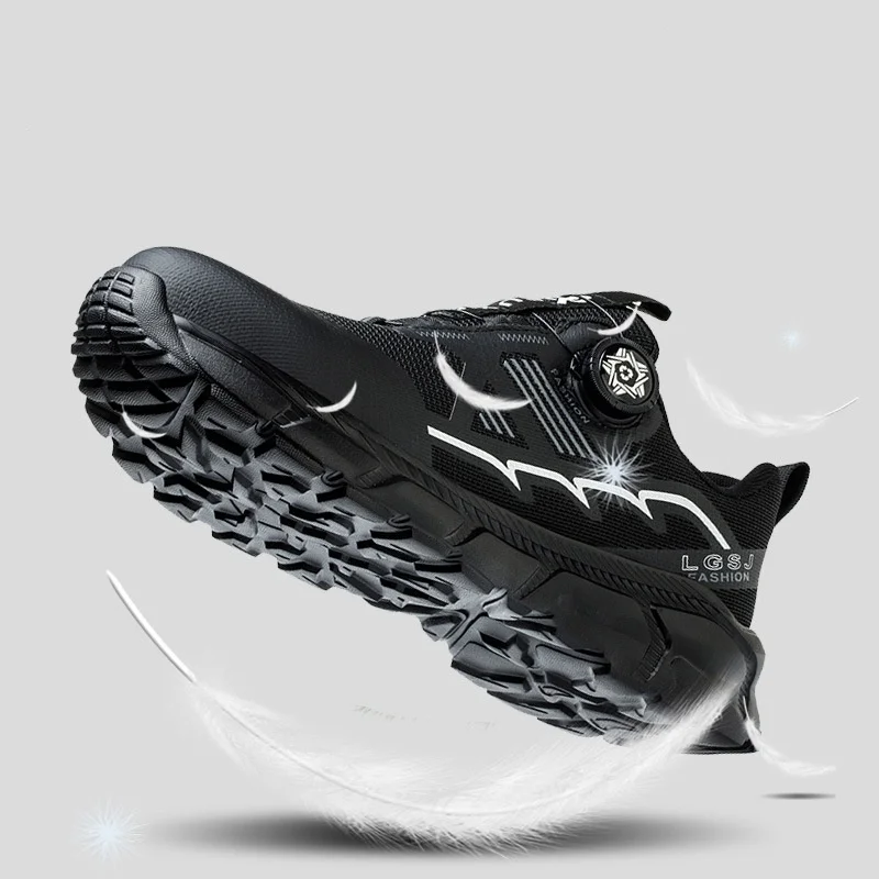 plus size men's casual breathable steel toe covers working shoes summer safety boots worker designer security sneakers protect