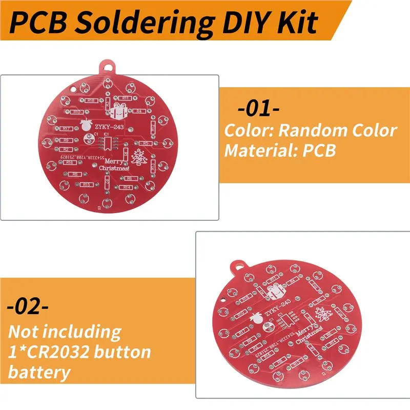 M12K-NE555 LED Christmas Tree Decoration LED Blinking PCB Soldering DIY Kit Red Green Flashing Light Soldering Practice Board