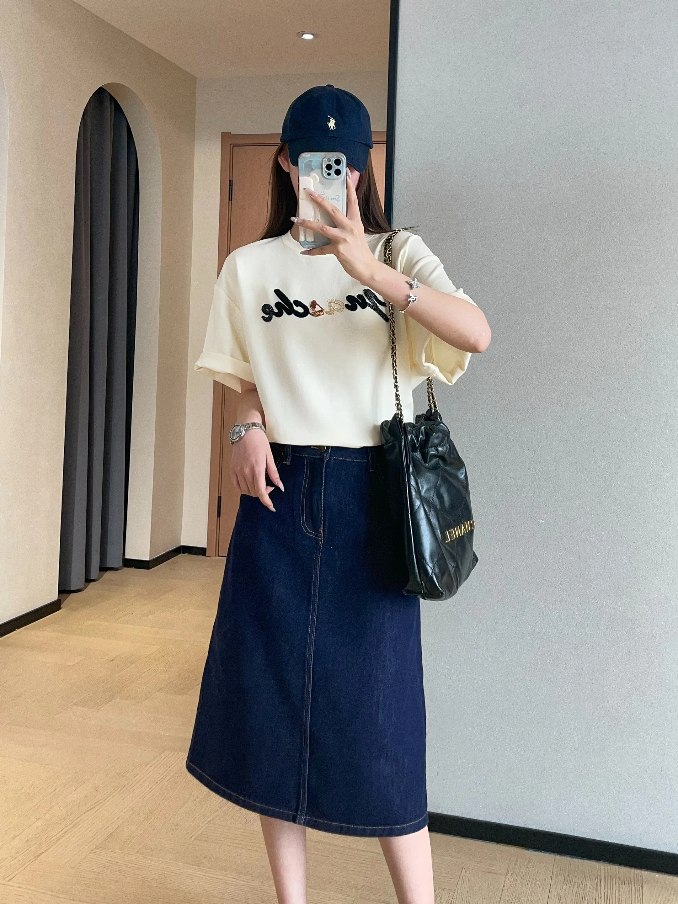 

Джинсовая юбка WTHEONE Sli в стиле ретро, средней длины, А-силуэт, женская, весенняя новинка, с высокой талией, на молнии, с разрезом, повседневная, из хлопка и кожи