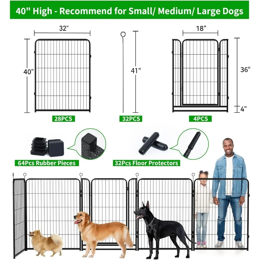 Customizable Dog Playpen Outdoor Extra Wide 40 Inch High Rust Resistant Portable RV Campground with Gates, Total 84 Feet