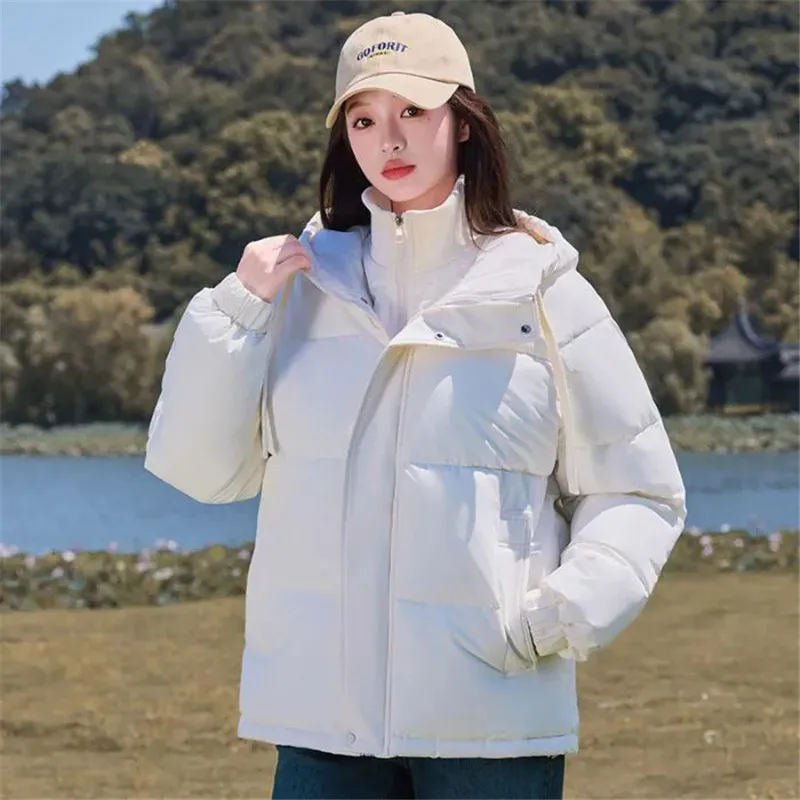 

New Fashion Fake Two Stand-Up Collar Hooded Down Cotton Jacket Women Winter Parkas Casual Loose Warm Coat Female Outerwea T1645