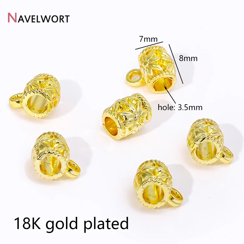 18K Gold Plated Tube Pendant Bail With Perpendicular Ring,Bailes For Jewelry,Brass Pendant Bail Connector,SupplIes For Jewelry