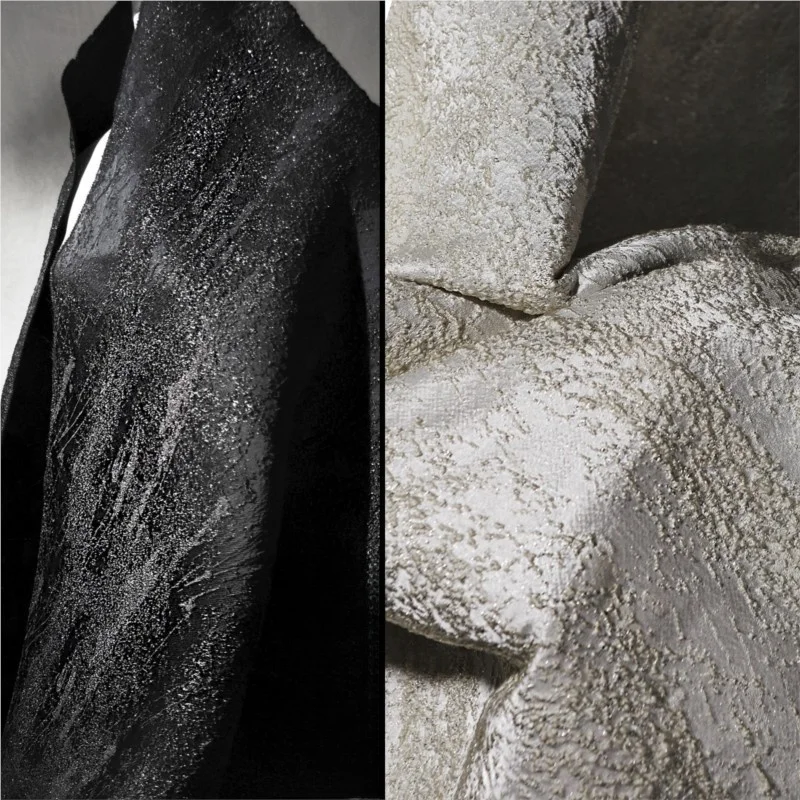 

White and black irregular three-dimensional granular jacquard handmade outerwear fabric designed by a designer