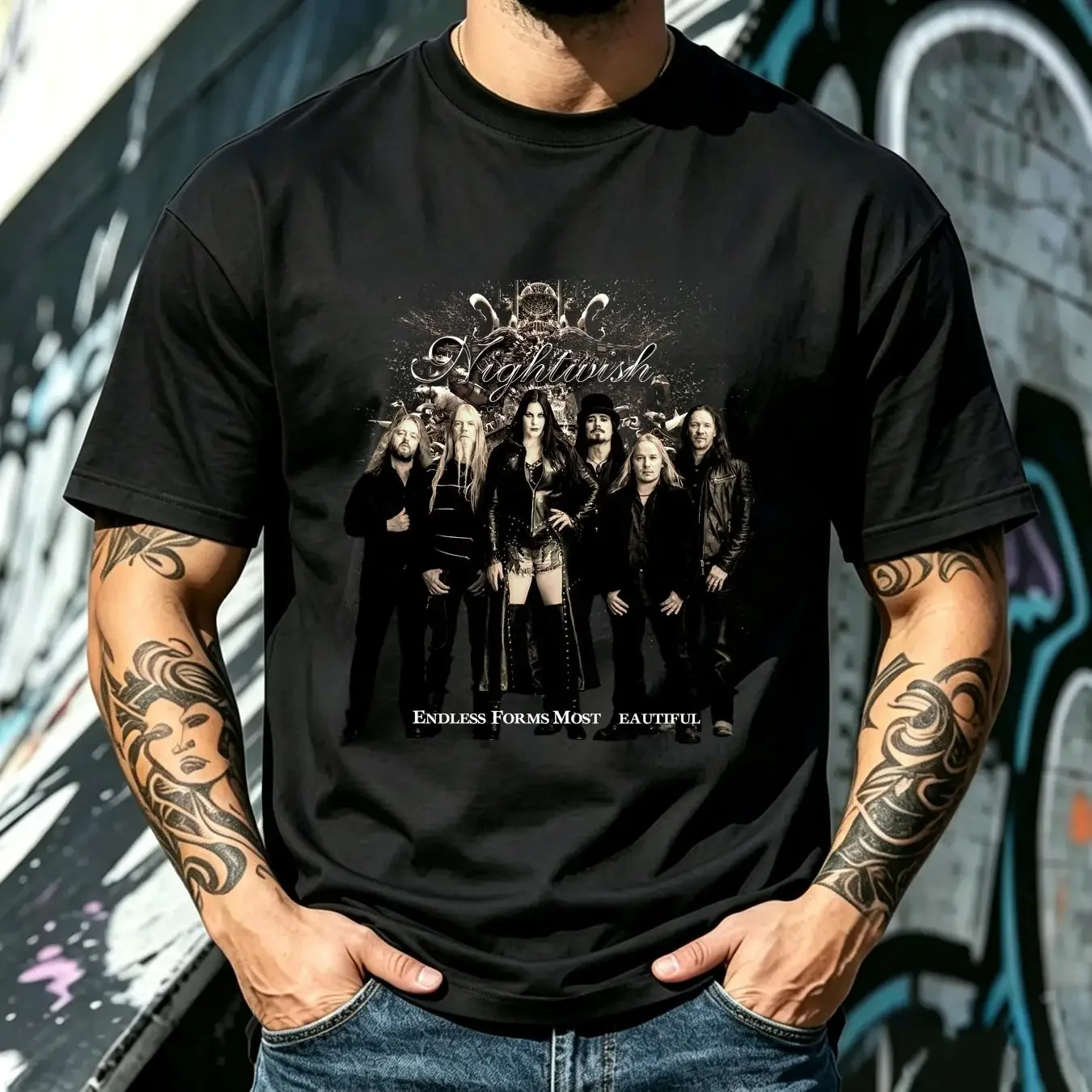washed T Shirt Nightwish Endless Forms Most Beautiful Black S to 5XL Xmas K2235 vintage Washed designer clothes Comfortable