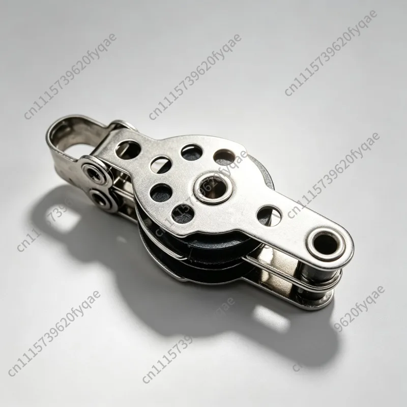 8pcs Corrosion‑Resistant 25mm 316 Stainless Steel Double Pulley, Nylon Sheave Wire Rope Block for Yacht Sailboat Marine Use