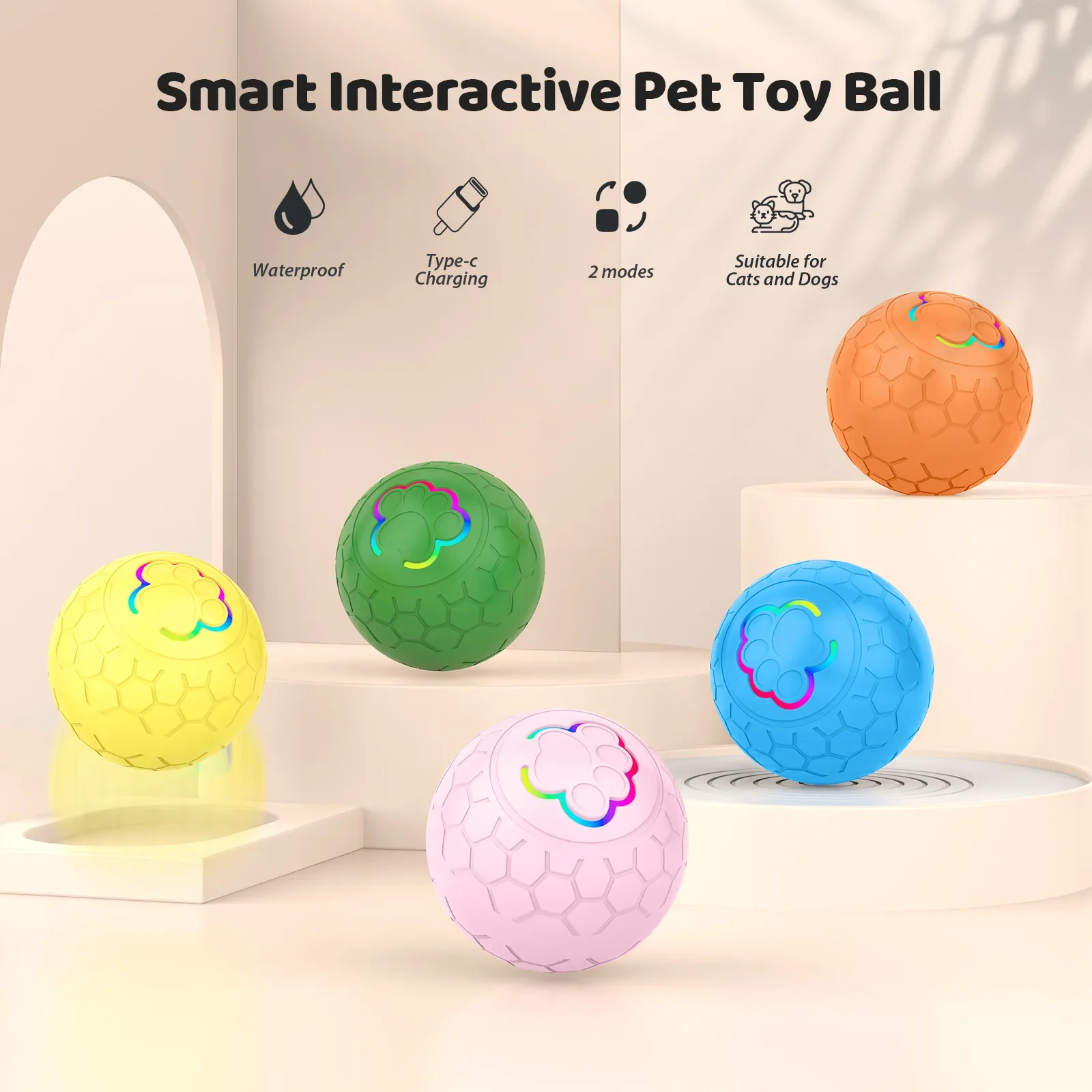 NewSmart Pet Toy Ball Electric Interactive Game Automatic Jumping Rolling Ball Rechargeable Moving Puppy Cat Entertainment Toys