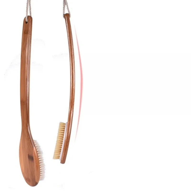 1pcs Wooden Long Handle Dry Body Brush Exfoliating Shower Brush Lymphatic Drainage Promote Blood Circulation