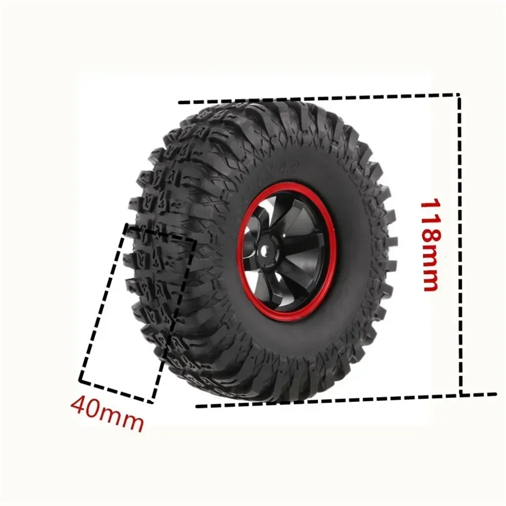 4PCS 118MM 1.9" Rubber Rocks Tyres / Tires for 1:10 RC Rock Crawler car for Axial SCX10 90047 D90 D110 TF2 TRX-4