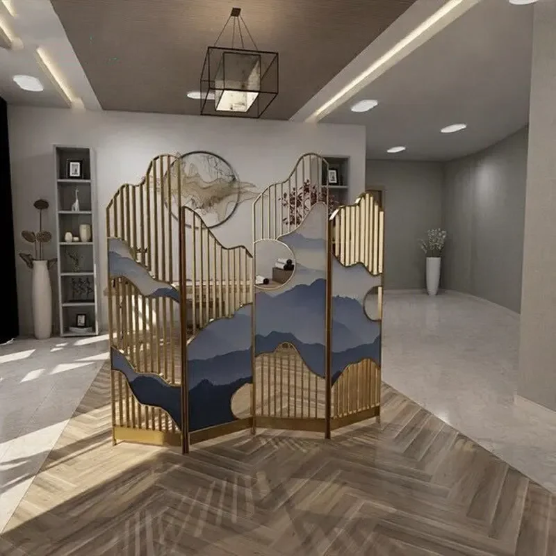 Screen European-style entrance partition, living room clothing store folding mobile folding screen