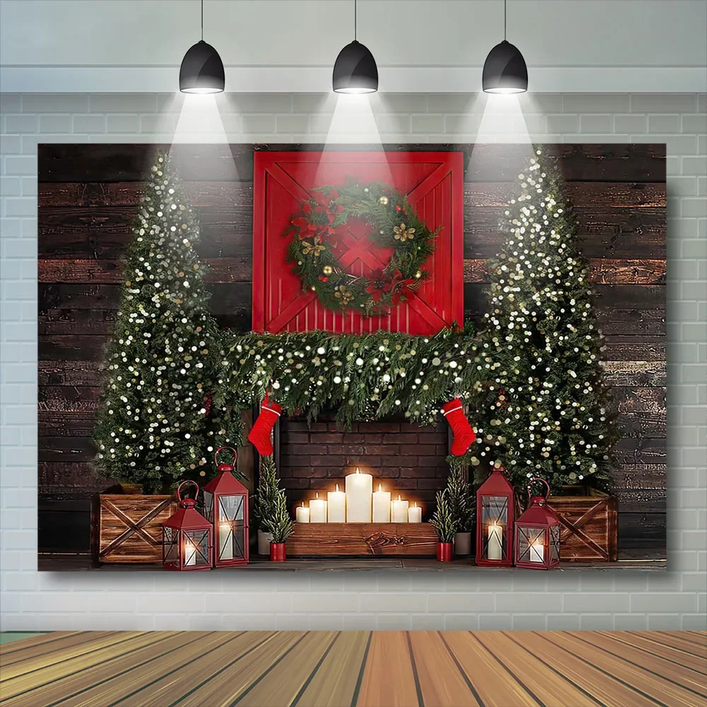 Fondo de Navidad para niños, pancarta de suelo de casa de madera, árboles, chimenea de invierno, decoración, fondo de estudio fotográfico para niños y bebés