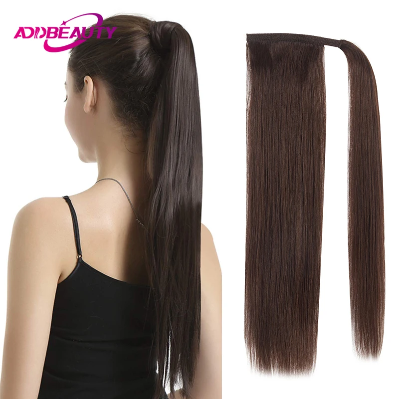 Extensões de cabelo humano rabo de cavalo com cordão reto addbeauty cabelo remy brasileiro para mulheres 60g 80g 100g 120g peruca natural