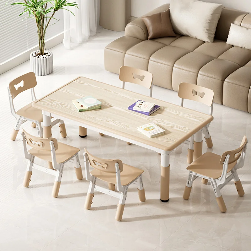 

tables and chairs can be lifted Kindergarten tables and chairs set Wooden