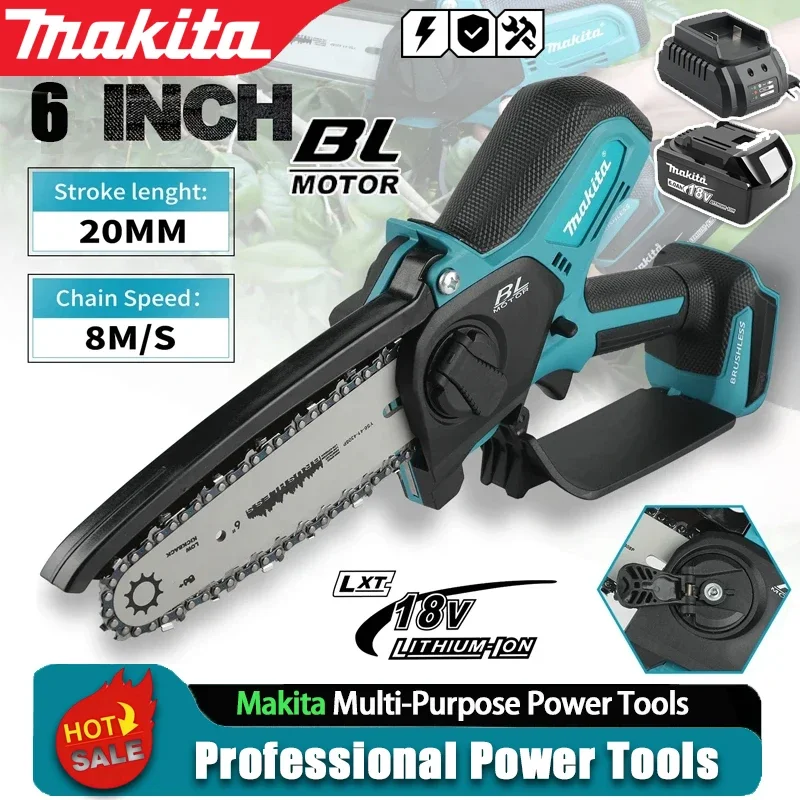 Makita 18V Cordless Chainsaw for Woodworking with Small Handheld Electric 6-inch Logging Sawzall Mini Portable Chainsaw
