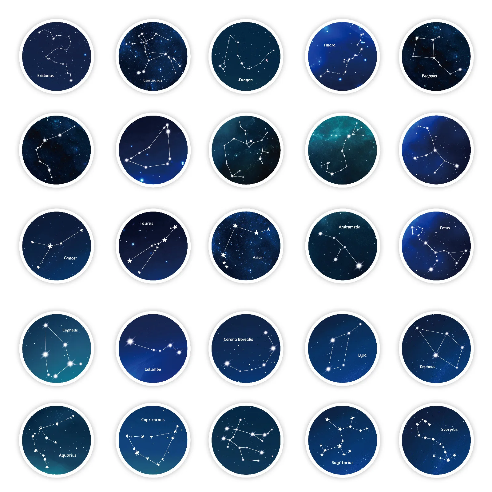 10/30/50 قطعة كوكبة السماء الليلية الكتابة على الجدران ملصق ضوء النجوم الفن الحد الأدنى نمط الكرتون ملصق مائي دفتر الهاتف الغيتار لعبة طفل #4