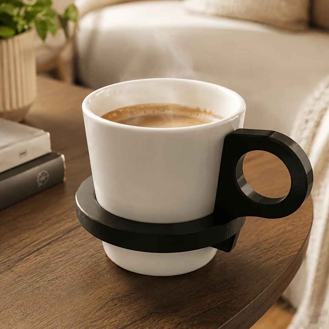 3D Printed Cup Sleeve with an Ergonomic Handle, Non-slip Drink Coaster. Suitable for Disposable Cups, Ceramic Cups.