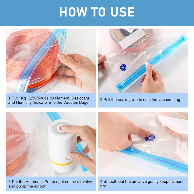 3D Printer Filament Storage Bag PLA ABS PETG Vacuum Bag Dryer Safekeep Humidity Resistant Sealing Bags Keep Filament Dry Sealed