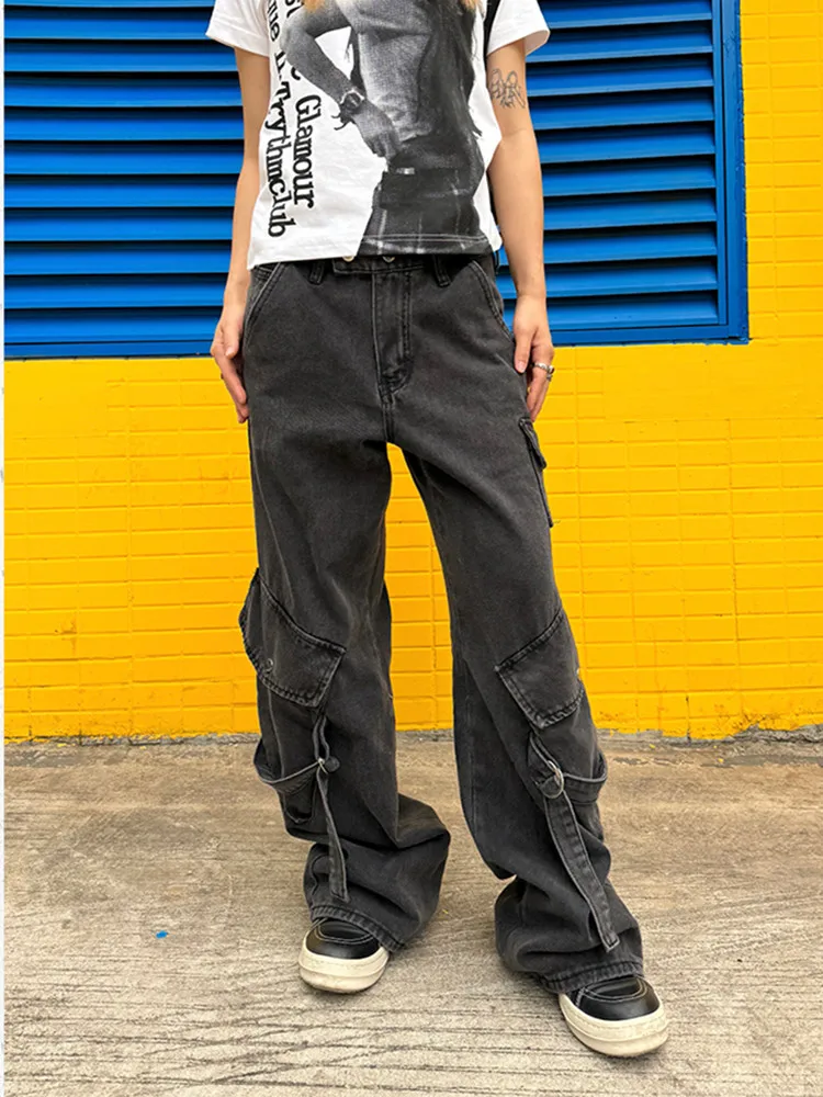 

Trashy Y2K 2000S Multi Pockets Streetwear Black Baggy Jeans Cargo Pants Clothes For Women Cheap Price Lady Trousers Ropa Mujer