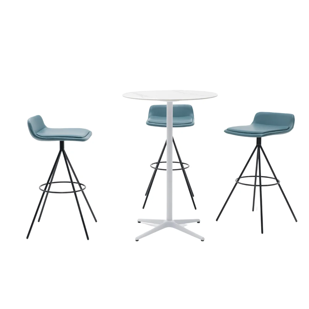 Modern Nordic Retro Cafe Bar Stool PU Leather Fixed Legs Metal Frame Fashion Chair For Home Bar Dining Living Room Wholesale
