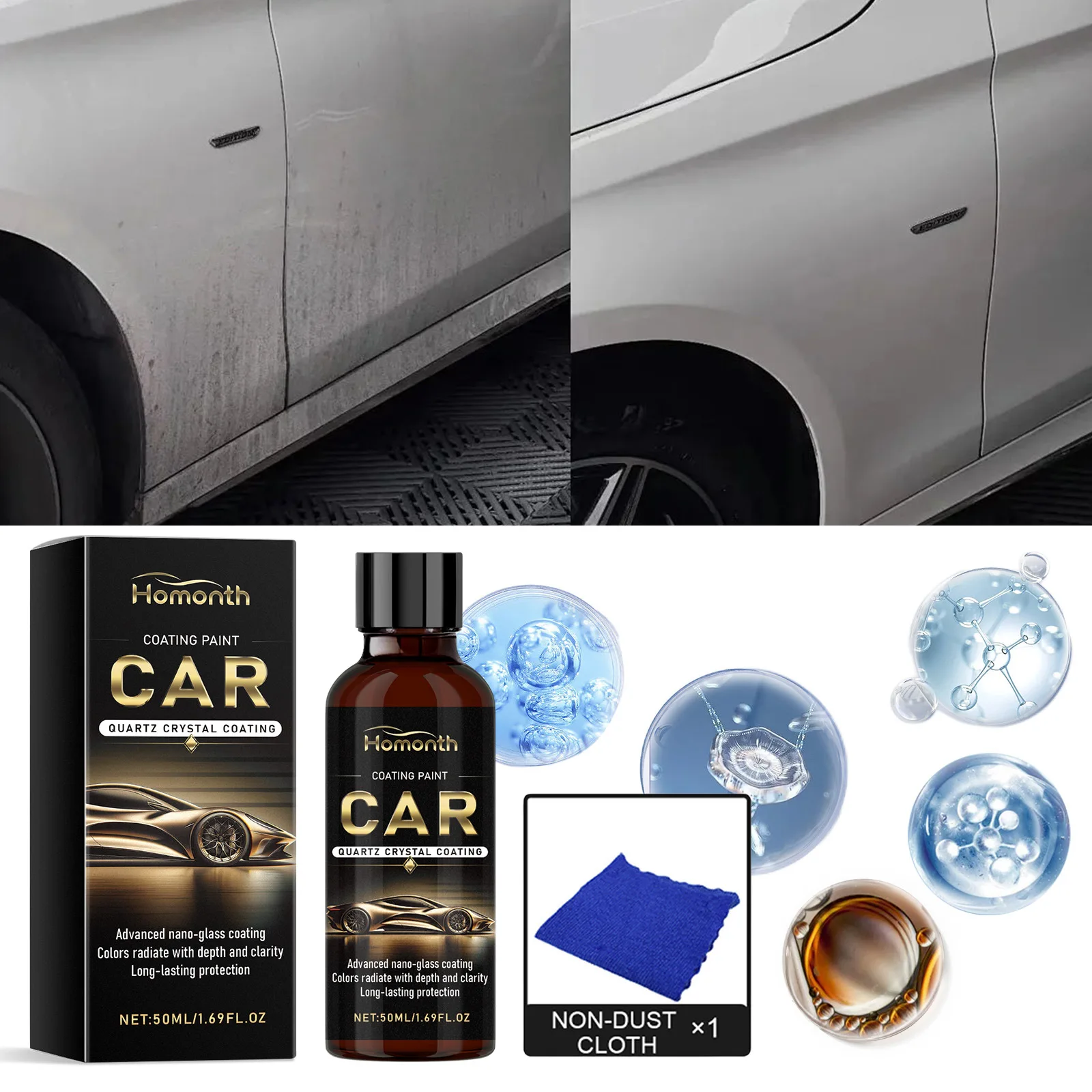 

Car Nano Ceramic Coating Kit - Paint Protection Polish, Scratch & Water Resistant, Long Lasting Shine, Easy To Apply