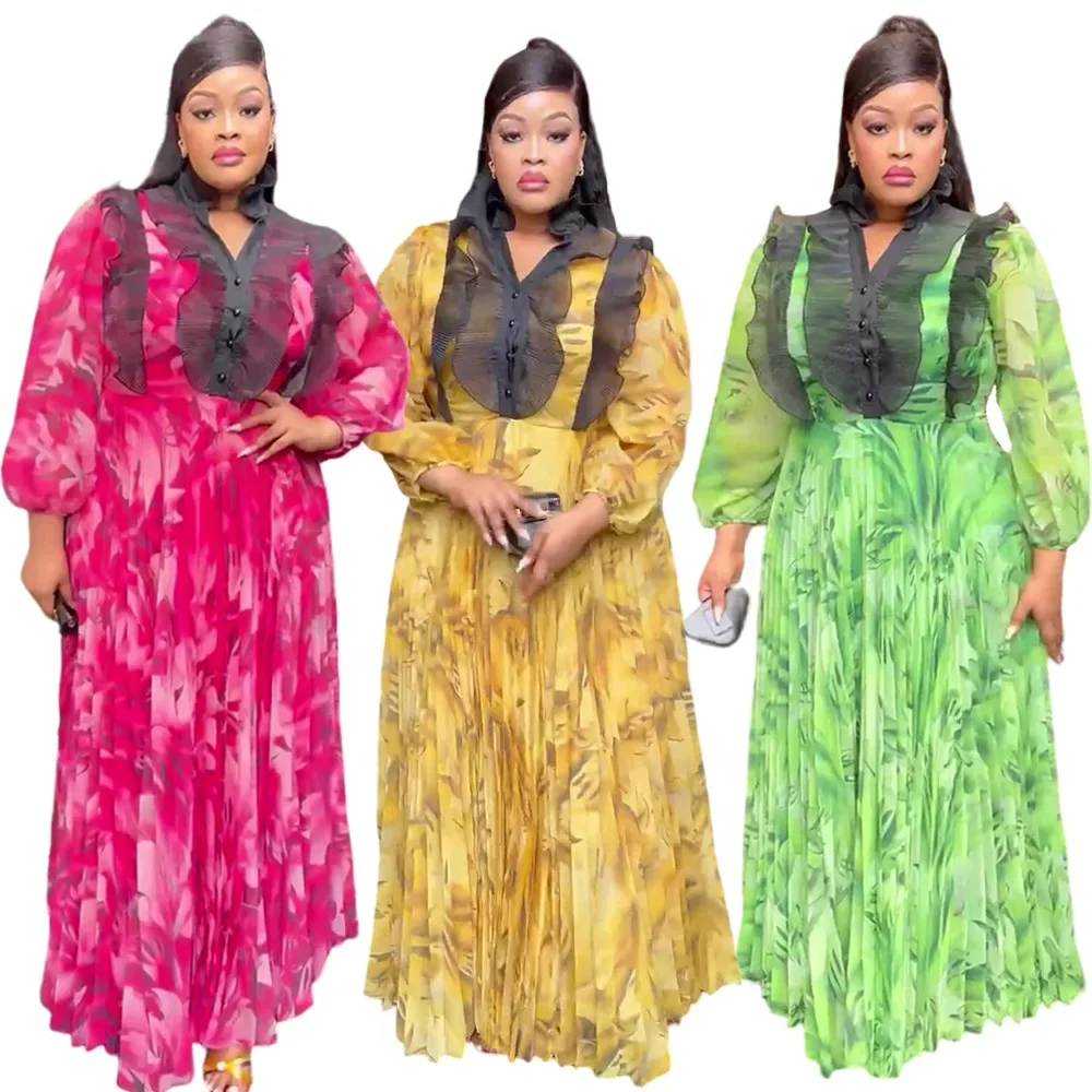 

Elegant African Dresses for Women 2025 New Africa Clothing Plus Size Outfits Wedding Party Long Dress Dashiki Ankara Print Robe