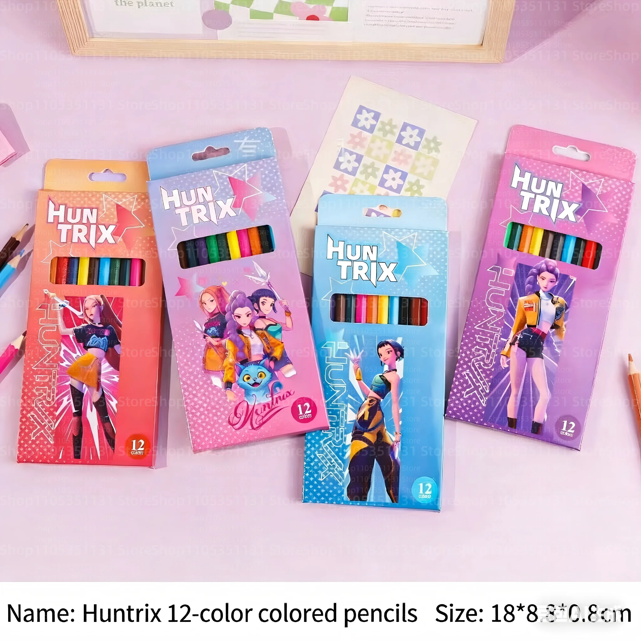 

Kpop Demon Hunters HunTRIX 12 Colors Colored Pencils Anime Kpop Merch Drawing Pencils for Fans School Stationery Birthday Gift