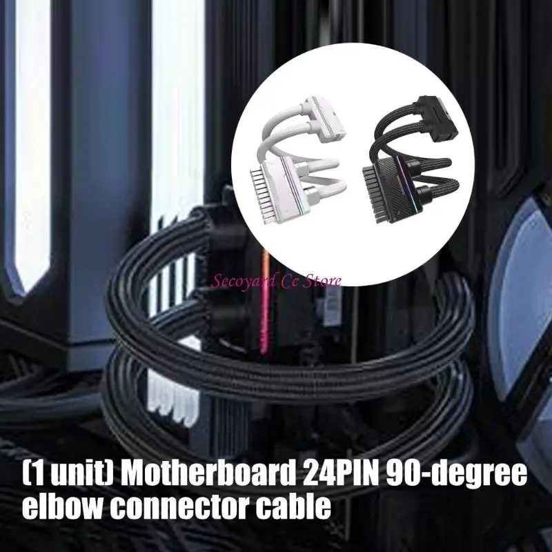 N3UC Low Profile 90 Degree 24Pin Extension Cord Supporting Customizable RGBs Effects For Customs Setups