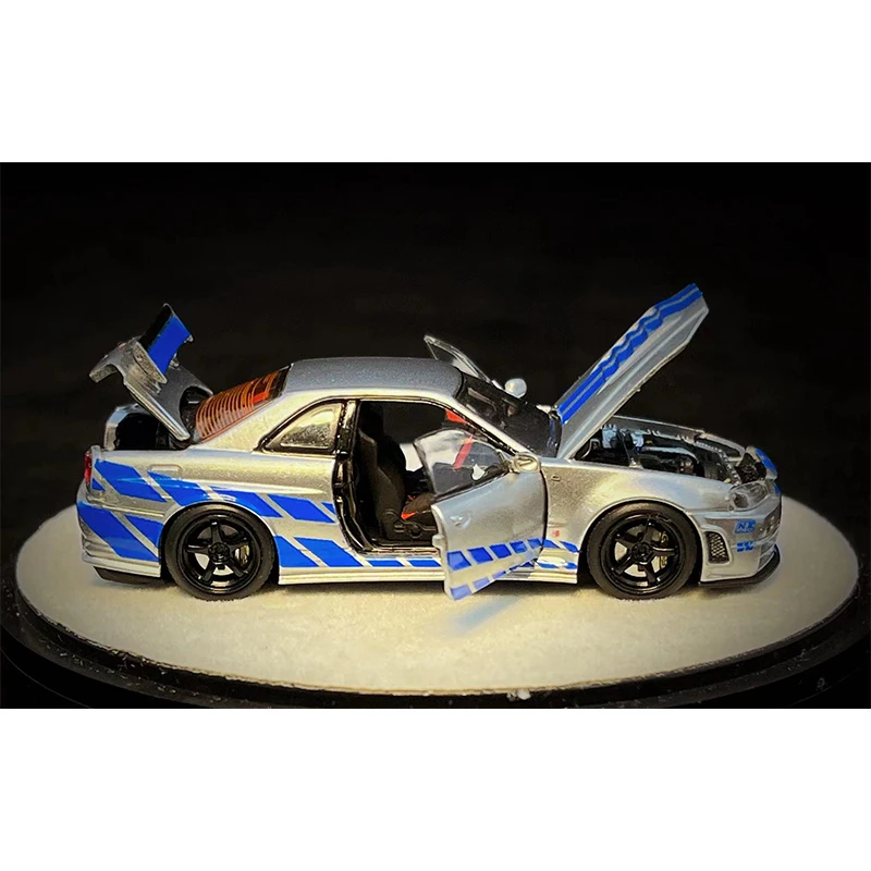 PGM ONE In Stock 1:64 Skyline R34 GTR Z-TUNE F&F Diecast Diorama Car Model Collection Miniature Toys