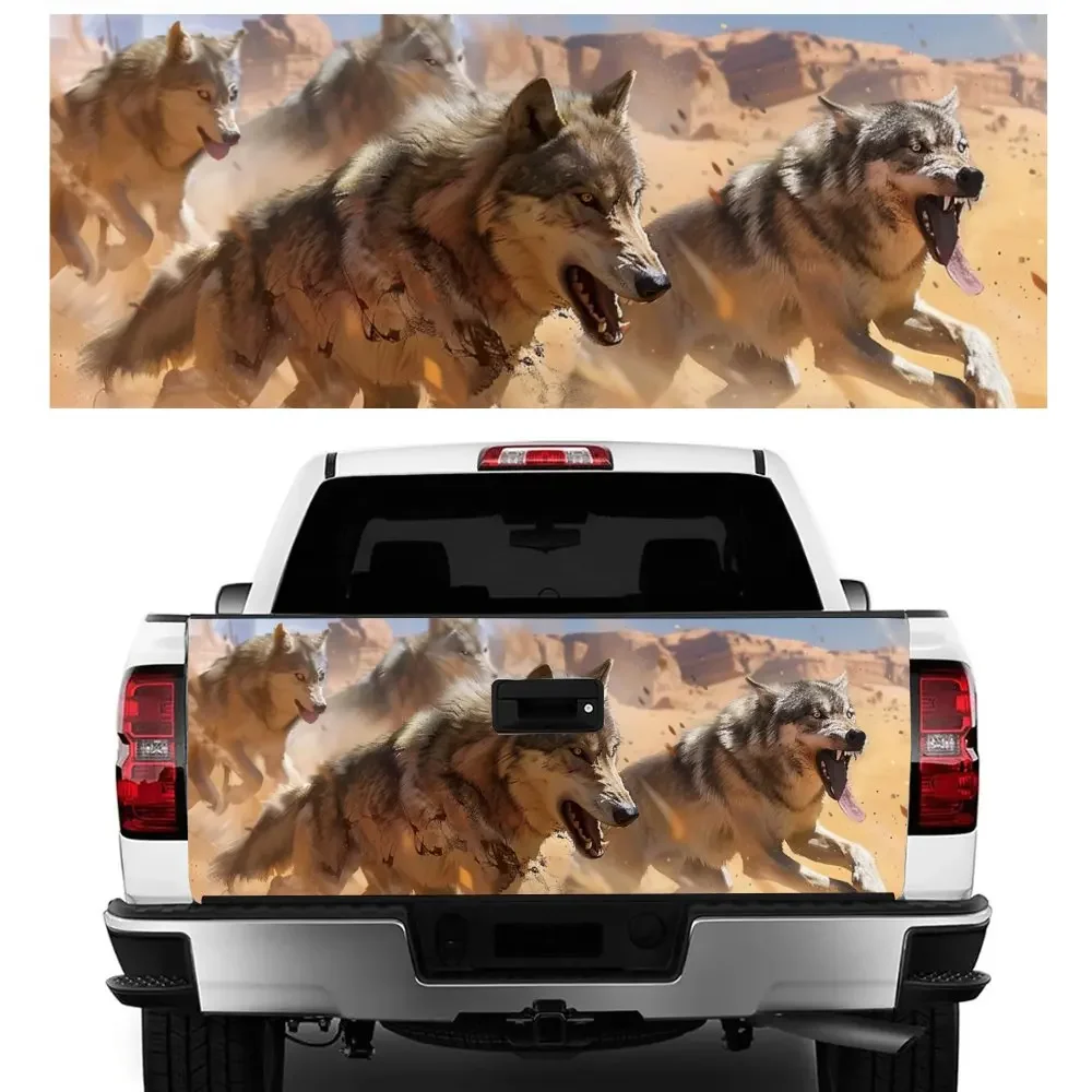 

Wolf Packs Fighting for Food in The Desert Car Tail Trunk Protect Vinly Decal Auto Accessories Hood Sticker for Off-road Pickup