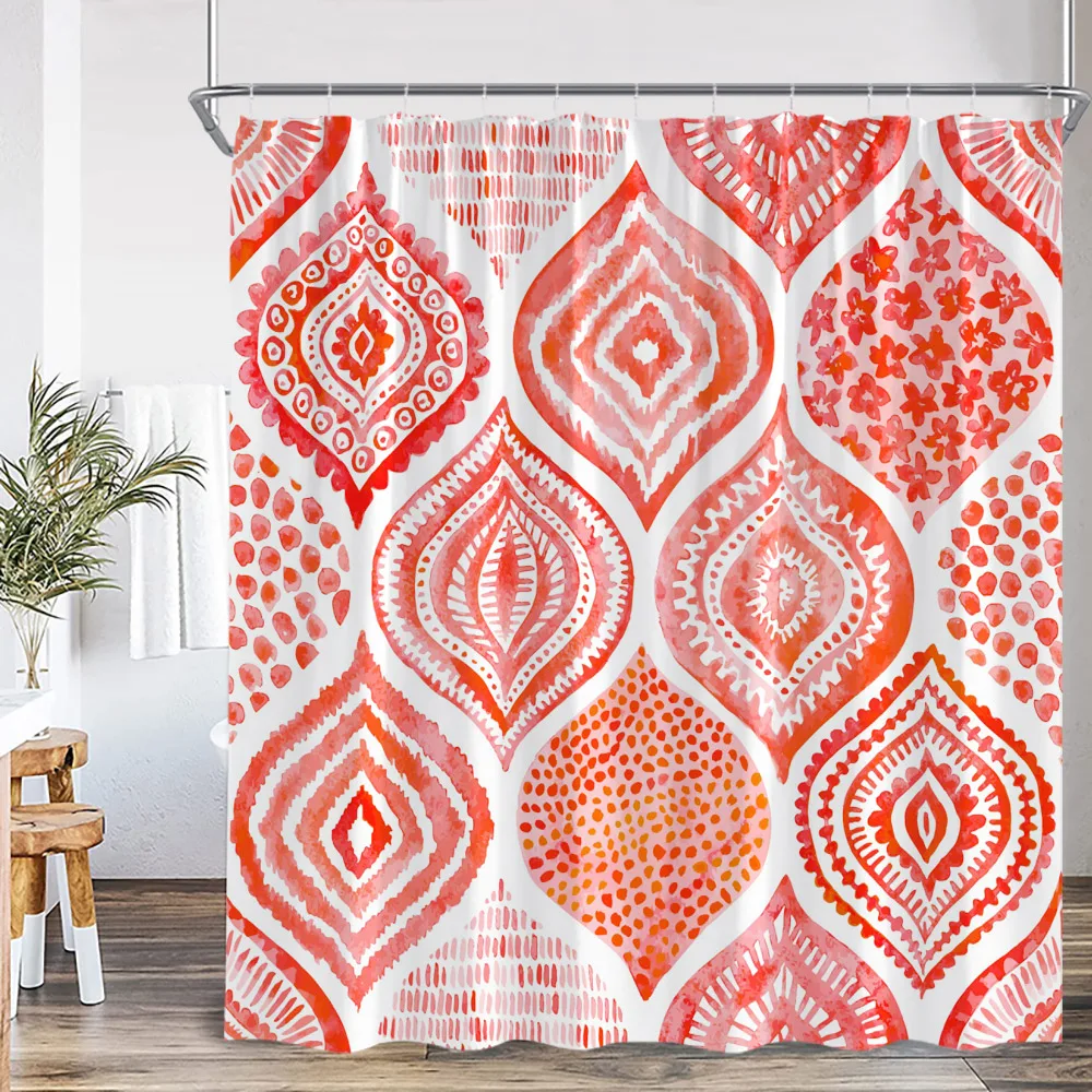 

Занавеска для душа в стиле бохо, цветная занавеска для ванны, абстрактное геометрическое украшение для ванной комнаты, ретро занавеска для душа из полиэстера с крючком