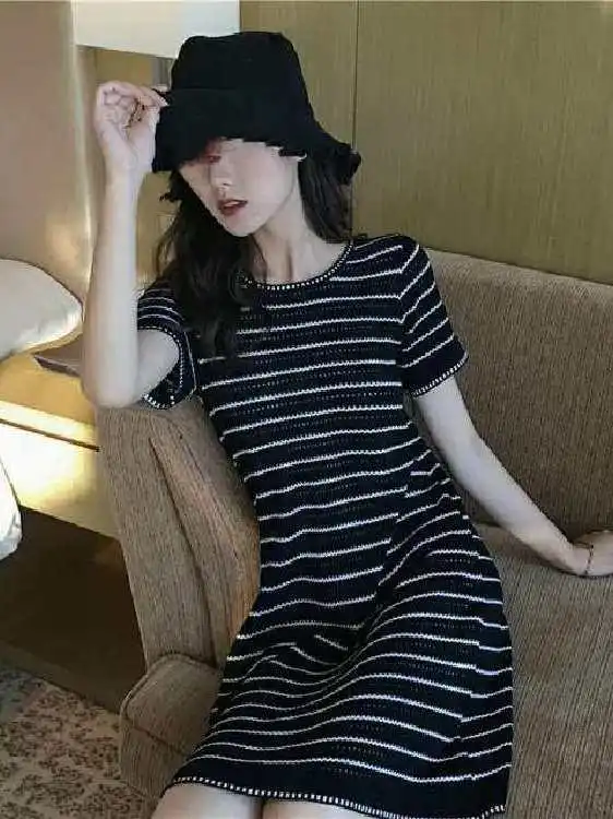 

Ele A-Line Dr High Waist ort Sve round Ne PVC Fabric Ciwalk Cleanfit Sle Summer New Base Dr Europea...