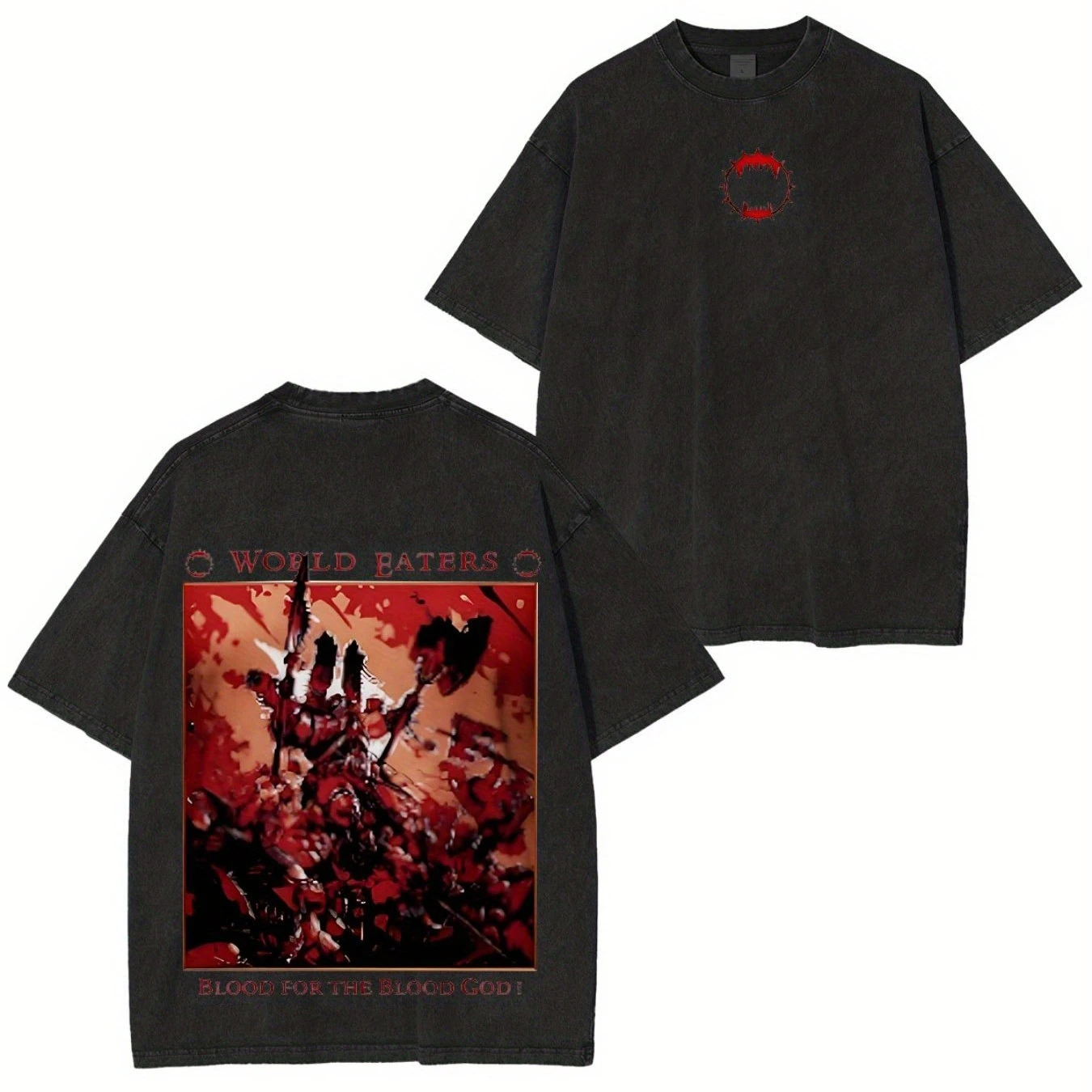 T-shirt décontracté à col rond en coton lavé pour homme, motif World Devourer Blood Sacrifice Blood God, accessoire de jeu toutes saisons