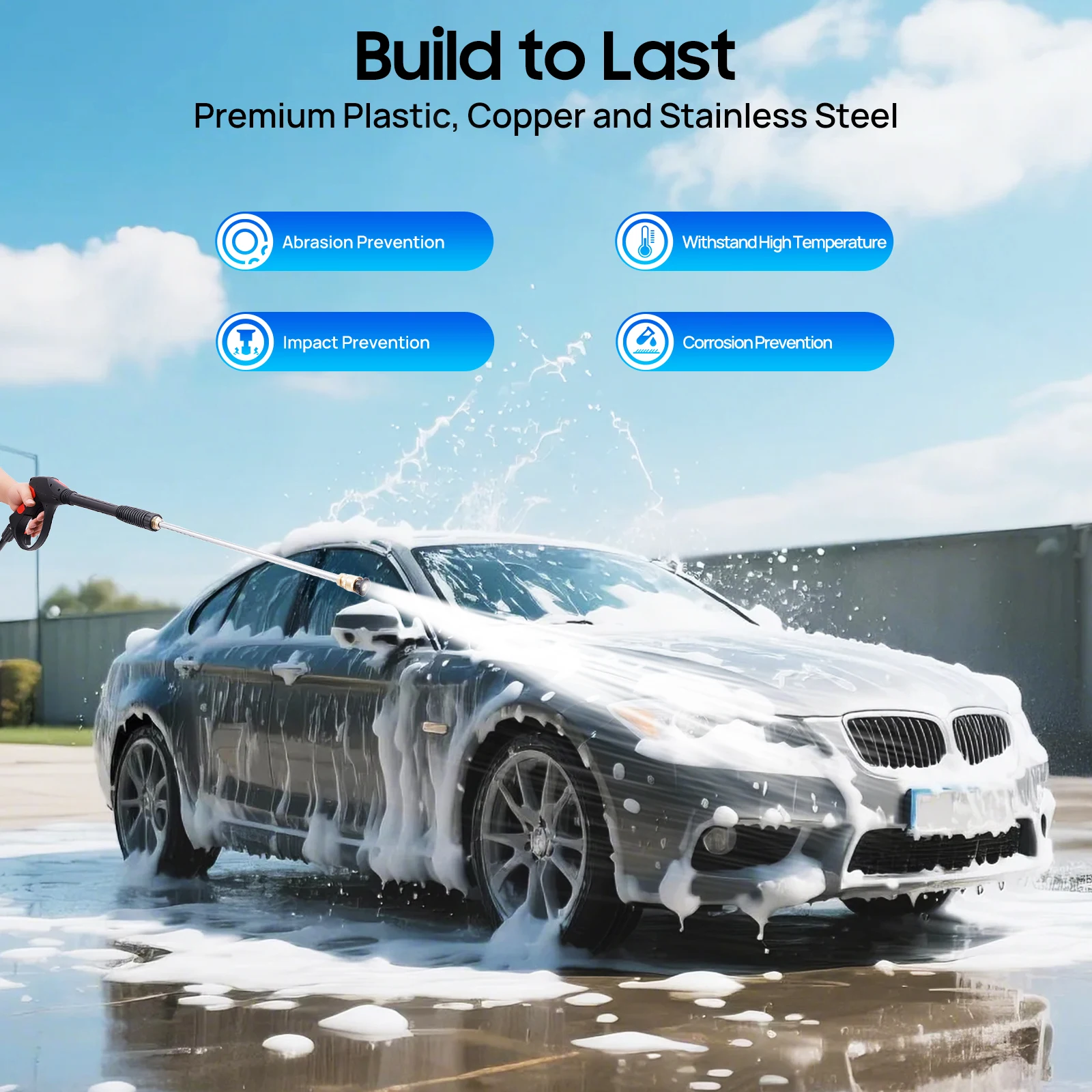 

Набор пистолетов-распылителей высокого давления 3000 фунтов на квадратный дюйм, пистолет-распылитель + палочка + шланг 8 м + 5 наконечников, для мойки автомобилей, пола, стены