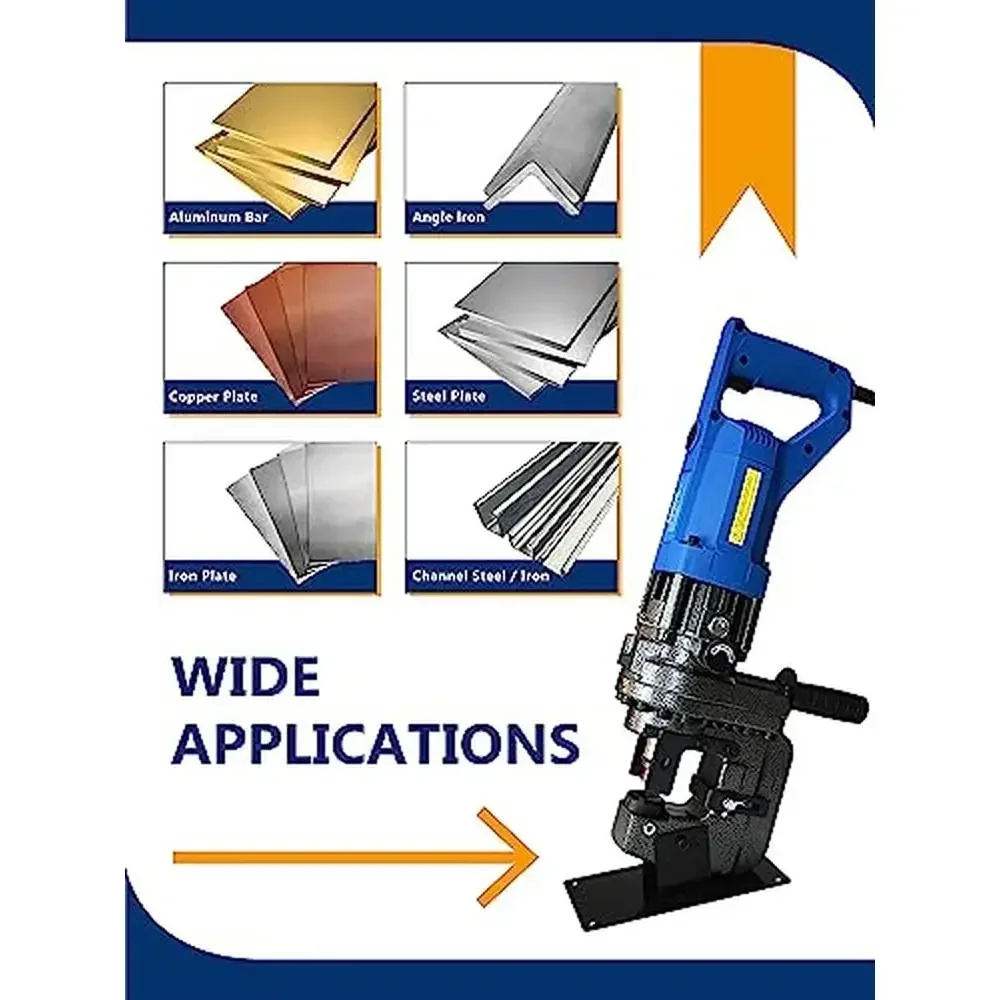 Perfurador hidráulico elétrico, máquina de perfuração de metal, 1/4 "-4/5", escova de carbono, 5 matrizes, ferro, cobre, potência ac 110v 1200w