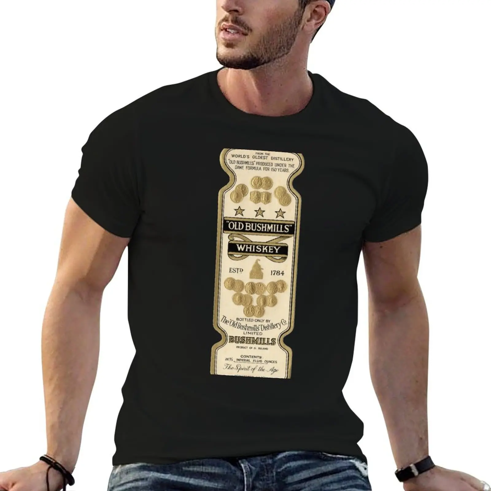 Old Bushmill Whiskey T-Shirt plus size clothes Aesthetic clothing boys animal print mens white t shirts