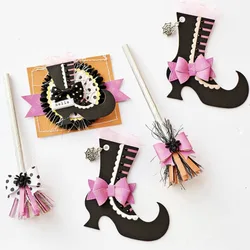 KSCRAFT czarownica buty Halloween tagi metalowe wykrojniki szablony dla DIY Scrapbooking dekoracyjne wytłaczanie kartki DIY