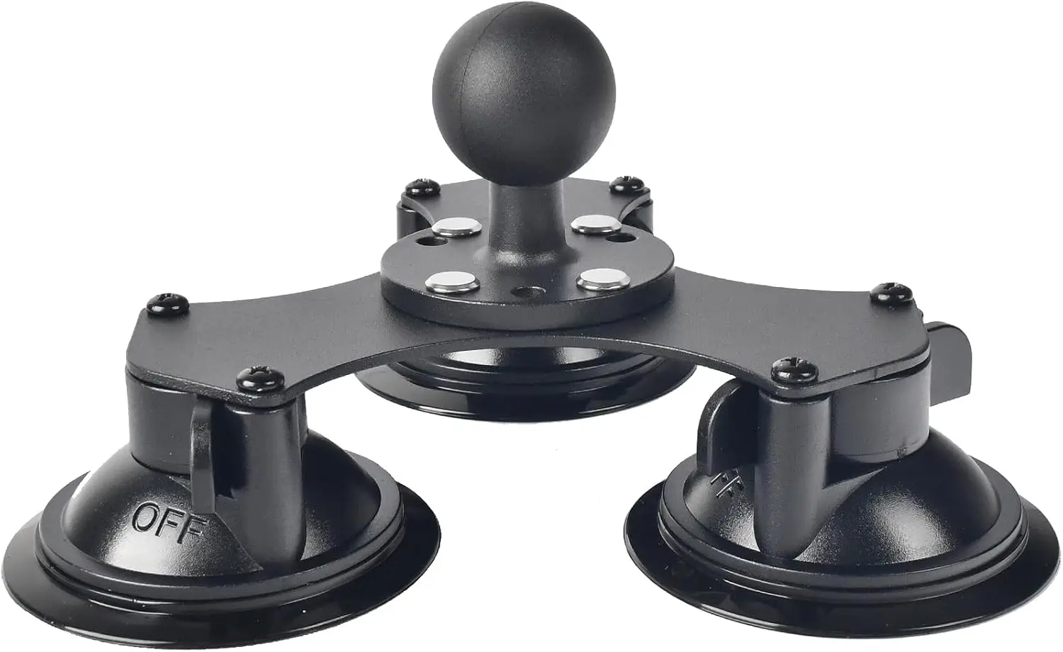 Triple Suction Cup Mount: Heavy-Duty Vacuum Base for Action Cameras with 1.5-Inch Ball Head - Secure Windshield and Glass Mount