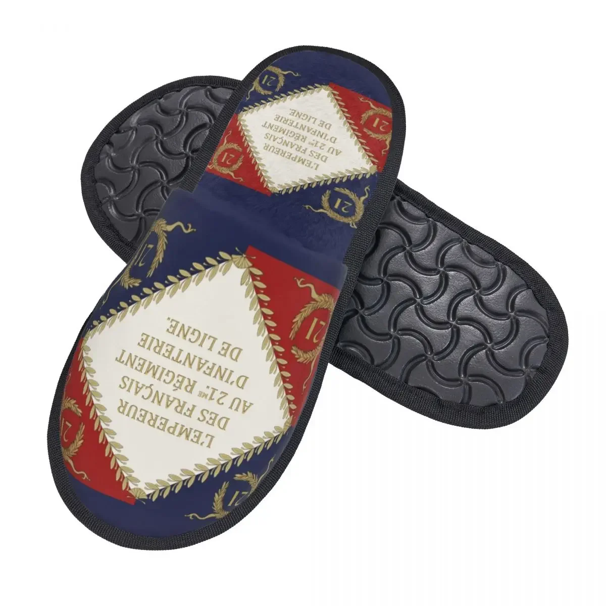 Custom Napoleonic French Regimental Flag Memory Foam Slippers Women Soft Warm House Slippers