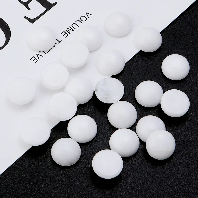 Dc 5-10pcs/lot White Jade Natural Stone Cabochons 4/6/8/10/12mm For Diy Ring Earring Necklace Making Jewelry Findings