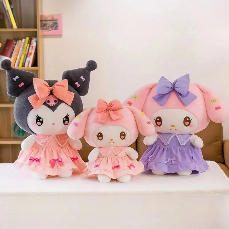 

Cute My Melody Plush Doll Cartoon Kuromi Princess Dress Soft Stuffed Toy Kids Sleeping Pillow Bedroom Anime Decoration Girl Gift