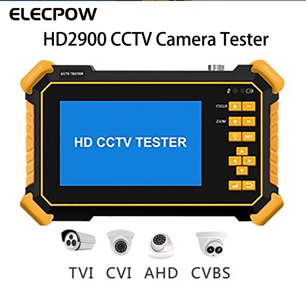 Imagem -02 - Elecpow Monitor de Câmera Tester Tvi Cvi Ahd Cvbs Ptz Coaxial Controle Rs485 Hd2900 4.3 Tft-lcd Tela