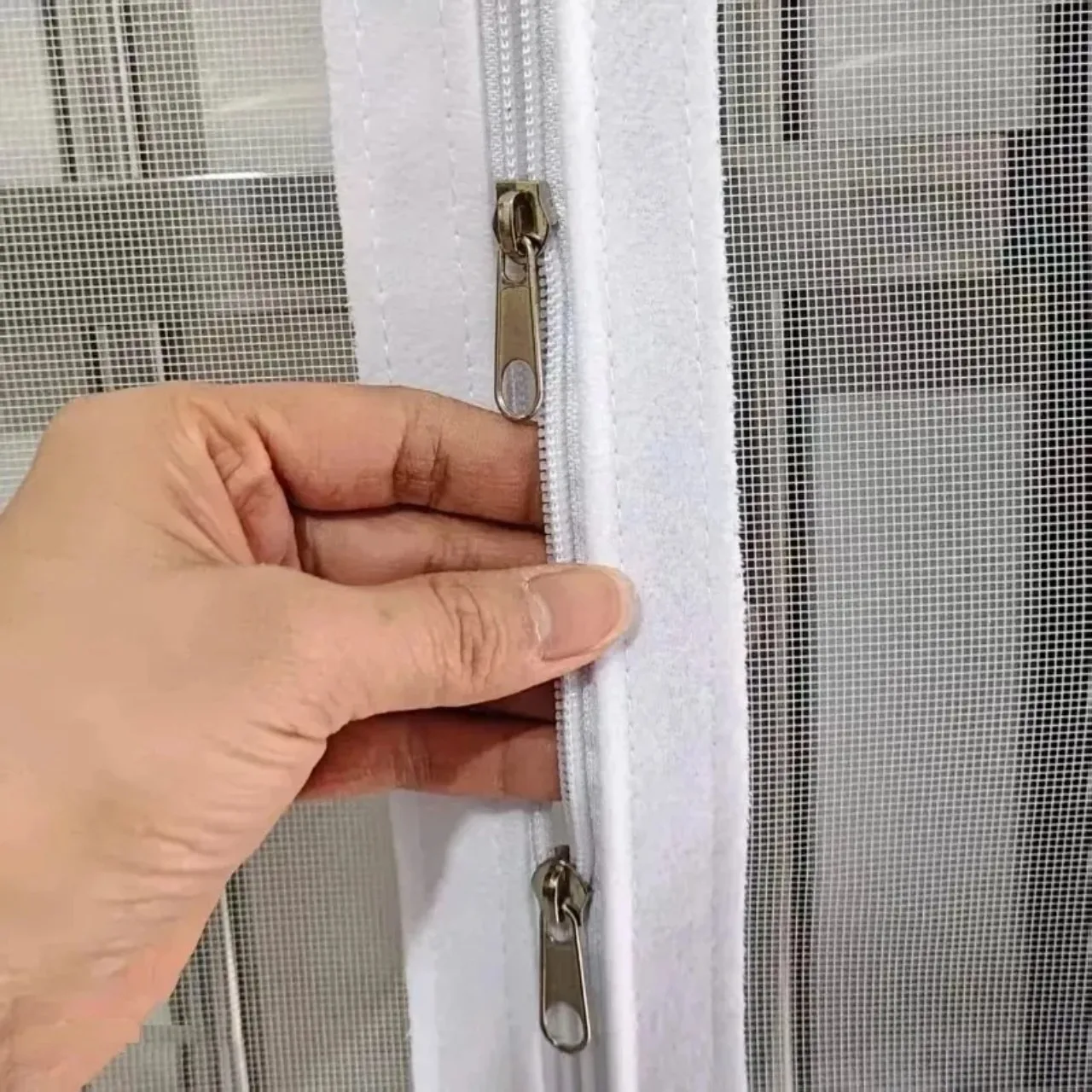 Breathable Nano PP Mosquito Proof Curtains with Zipper and Arched Window Screen That Can Be Installed Without Drilling Holes