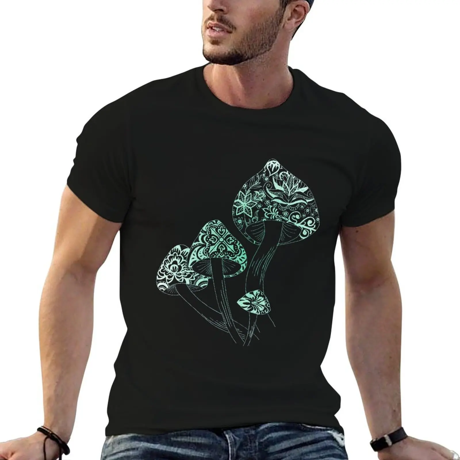 

Mushroom Arabesque T-Shirt man tshirt man t shirts high quality luxury brand cotton t shirt man T-Shirt