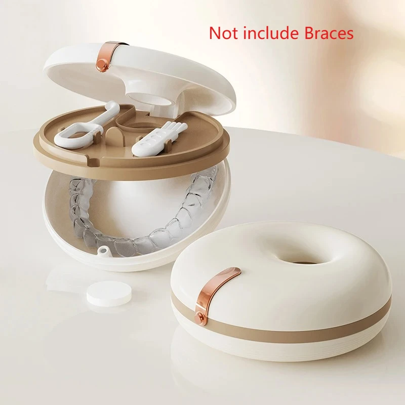 8Pcs Doughnut Design 2 Layers Invisible Braces Box Portable Orthodontic Retainer Case Simple Style Remover Chewies Denture Box