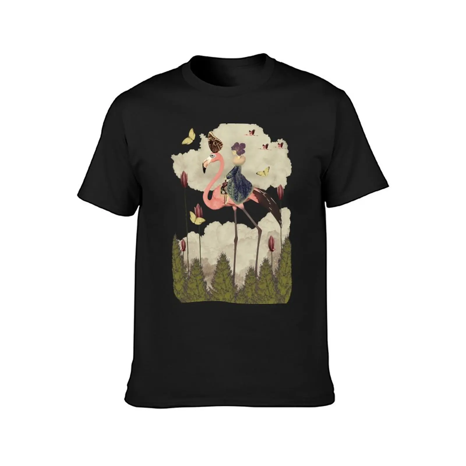 Look up- Giant flamingo ride- Version 2 T-Shirt shirts graphic tees boys animal print sweat shirts, men