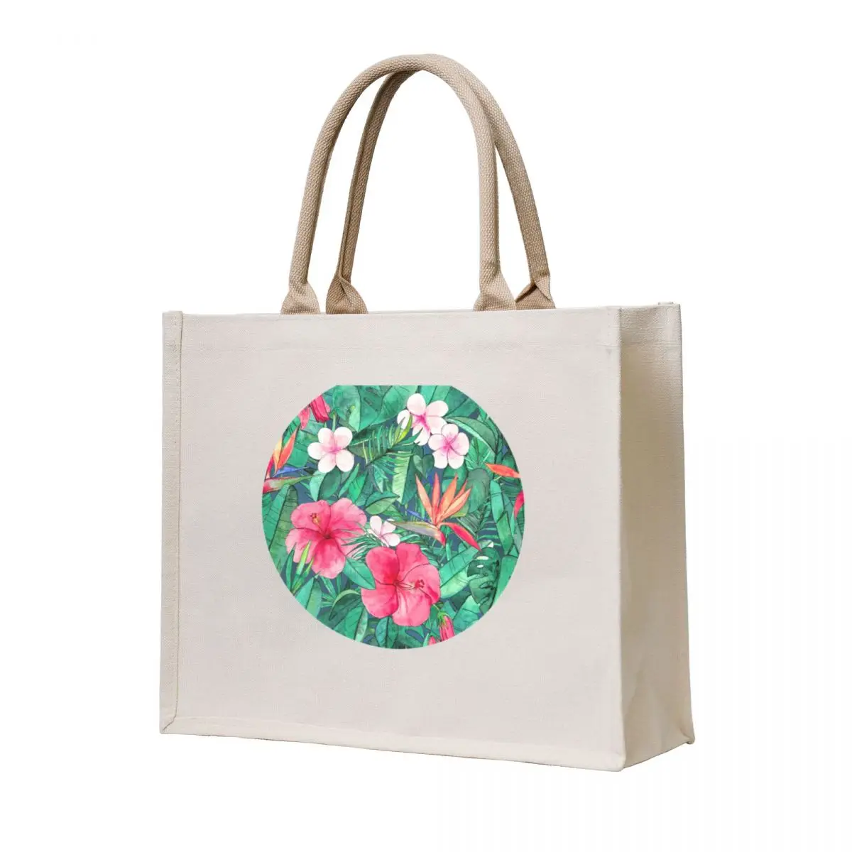 

Classic Tropical Garden with Pink Flowers Tote Bag shopper bag women canvas Women's shopper bag tote bags men